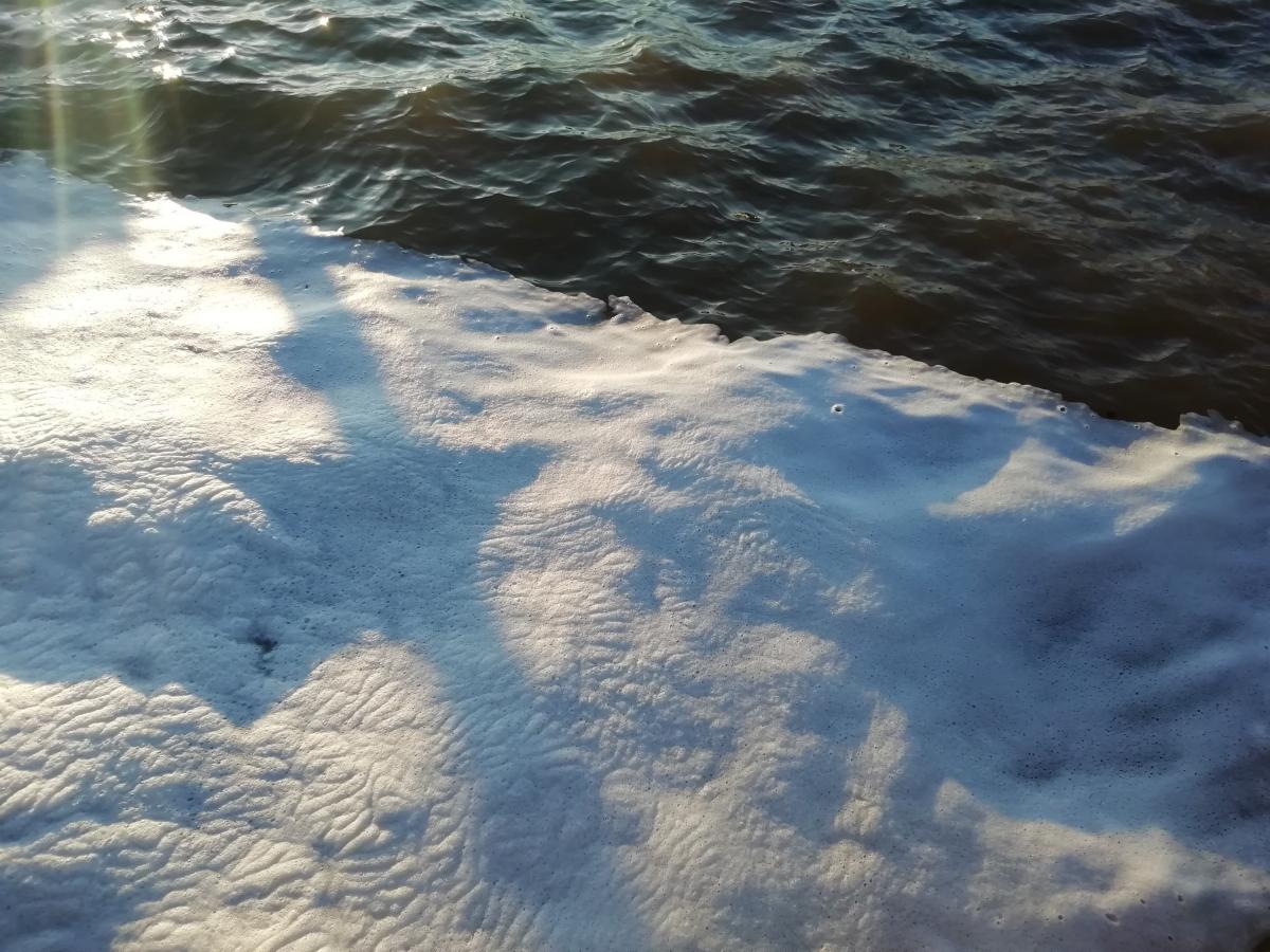 foam on top of water