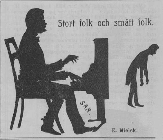 Pianisti ja säveltäjät Ernst Mielck huumorilehti Fyrenin mukaan. Kuva: Fyren n:o 14, 8.4.1899