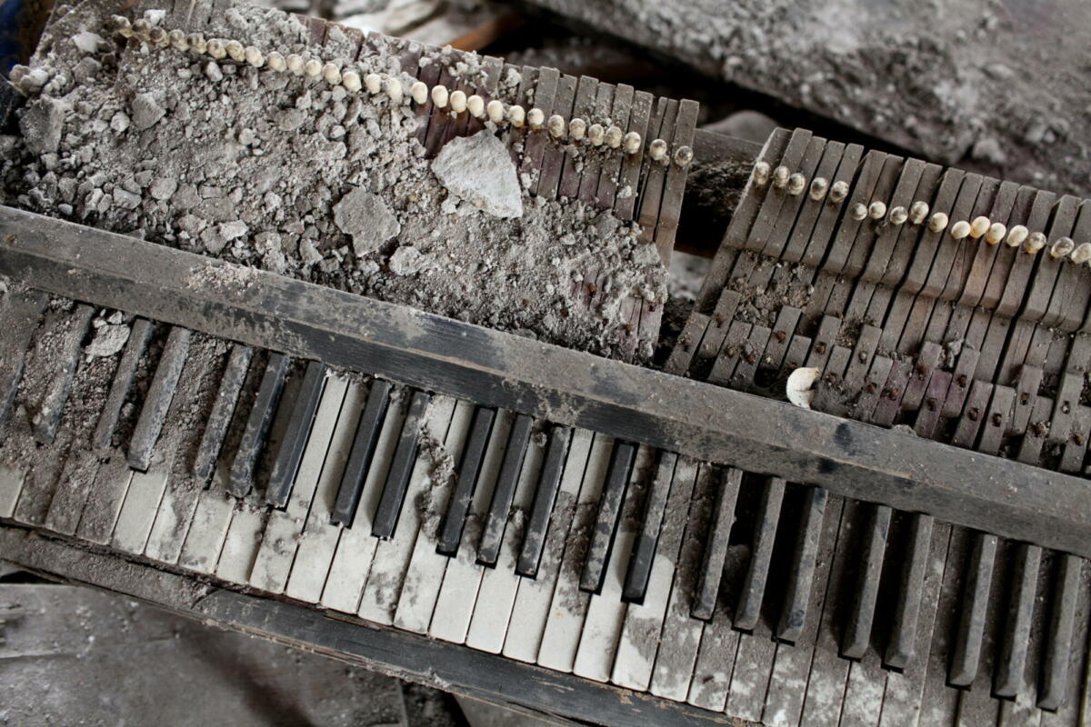 Piano destroyed in an explosion