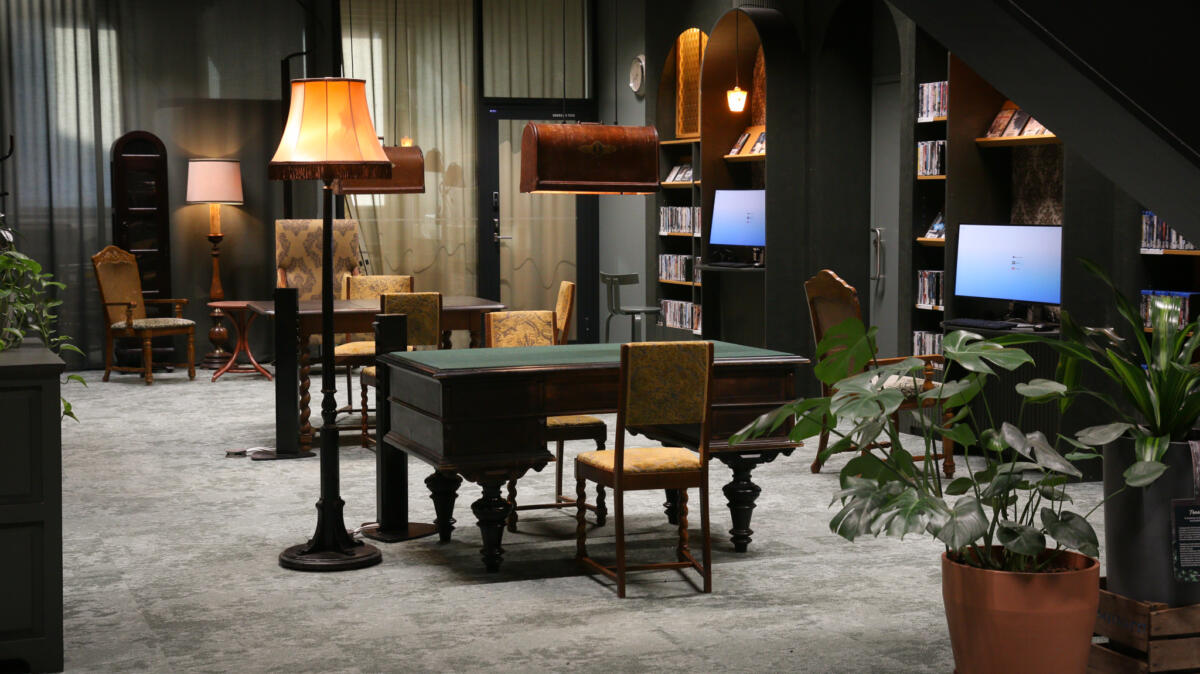 Vintage furniture in library